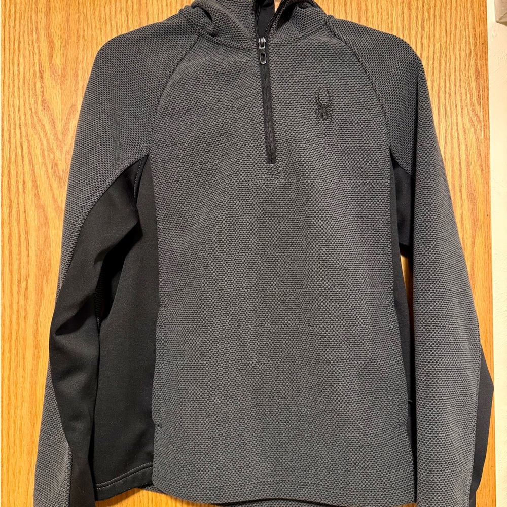 Women’s Spyder Gray and Black Quarter-Zip Pullover Fleece Hoodie